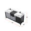 Meuble-lavabo double 72 po x 22 po - noir + gris, marbre gris, robinet mat, 72 po Et comptoir en marbre, teinture incluse