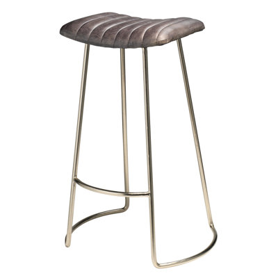  Tabouret de bar en métal avec repose-pieds - argent et gris H 30 po