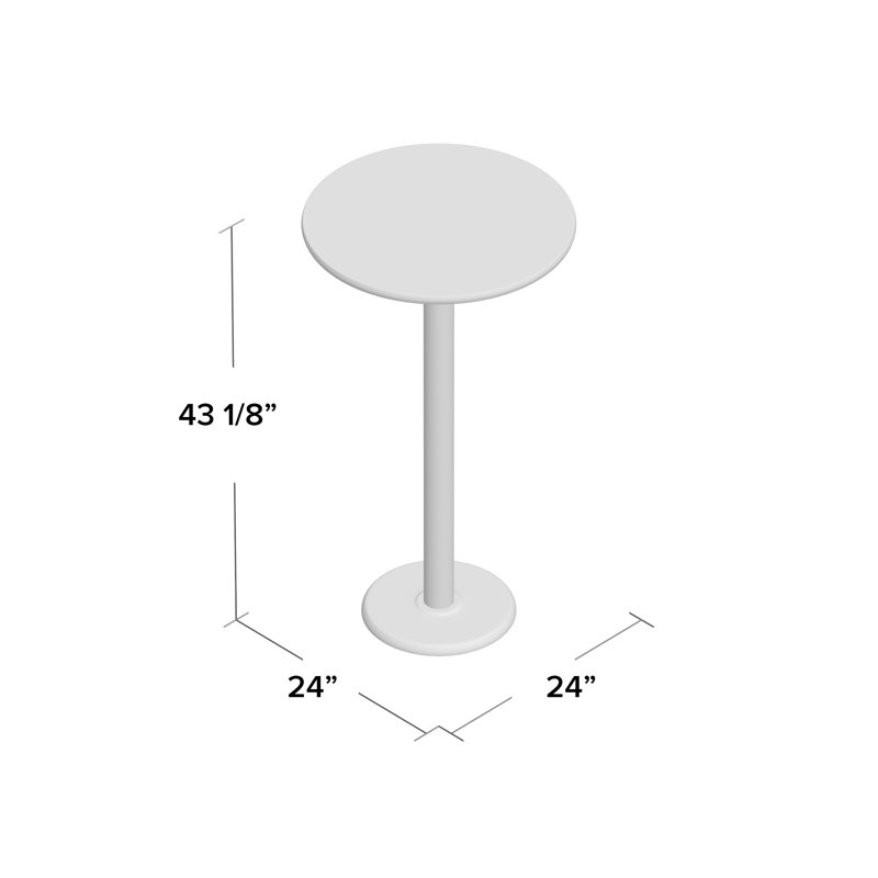 Plateau de table rond en stratifié de 24 po avec base de bar ronde de 18 po Jamey, Table de pub (hauteur de 43,13 po), Noyer