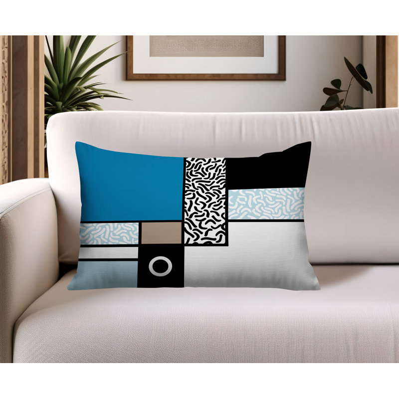 Coussin lombaire réversible intérieur / extérieur Plexa, Rectangle H 18 po x l 25 po, Turquoise