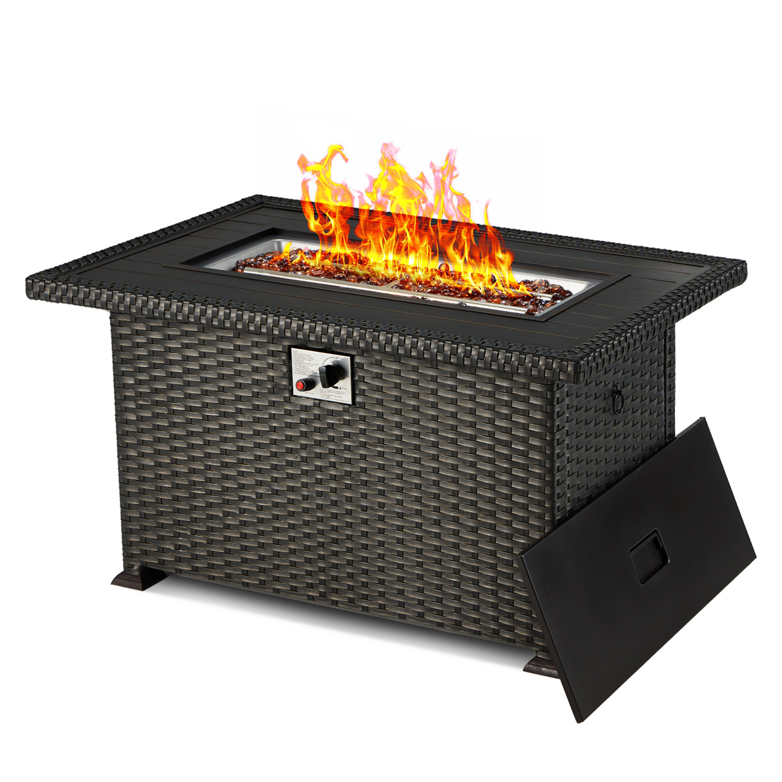 Winston Porter 44 Inch Aluminum Propane Fire Pit Table, 50,000 BTU Fire ...