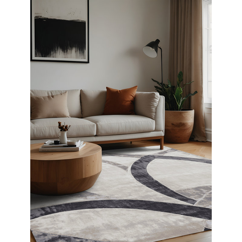Machine Washable Gray Area Rug, Square 7'
