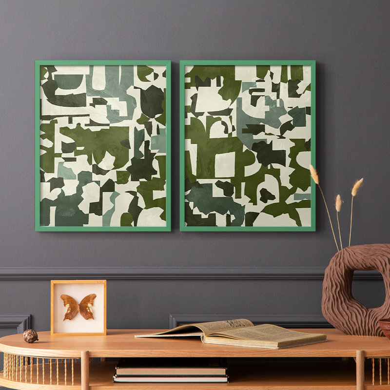 «Earthen Patchwork I», reproduction encadrée de qualité supérieure - prête à être accrochée - aucun clou requis - aucun clou requis