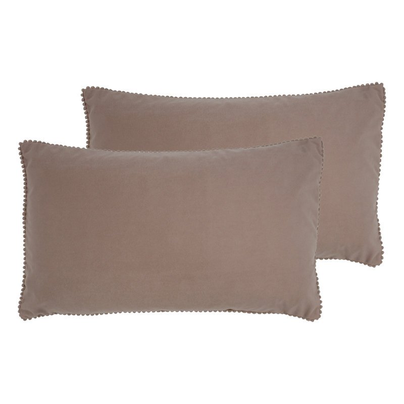 Cosmo Velvet Pom Pom Filled Cushion Twin Pack, Blush Pink