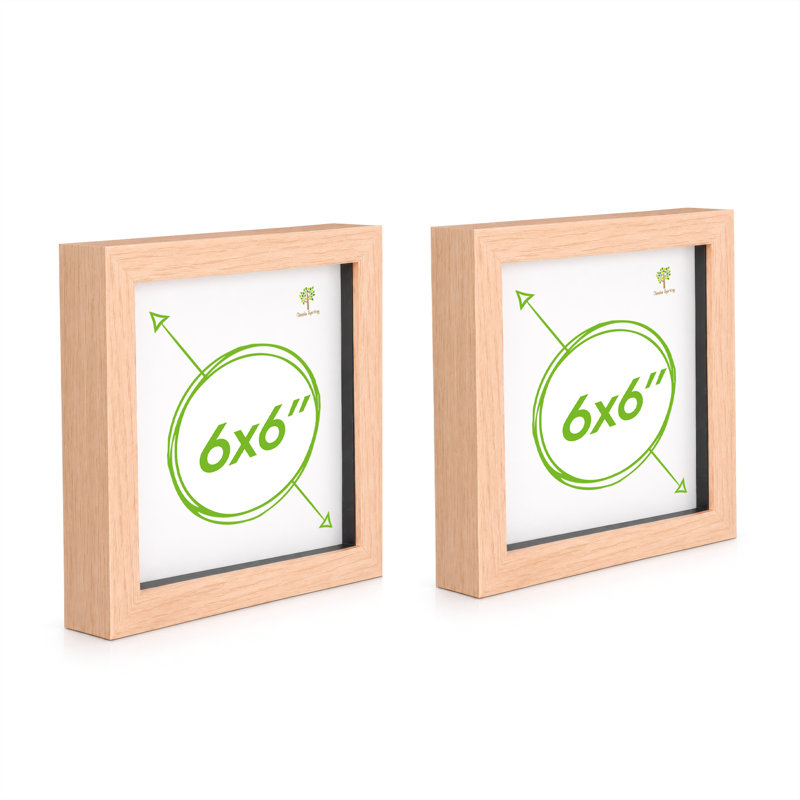 Nicola Spring - 3D Box Photo Frames - 6" x 6" - Light Brown