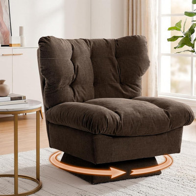 Fauteuil inclinable surdimensionné pivotant à 360 ° avec dossier haut, tissu moelleux, capacité de 300 lb, assemblage en 1 étape sans outil pour le salon, la chambre de bébé