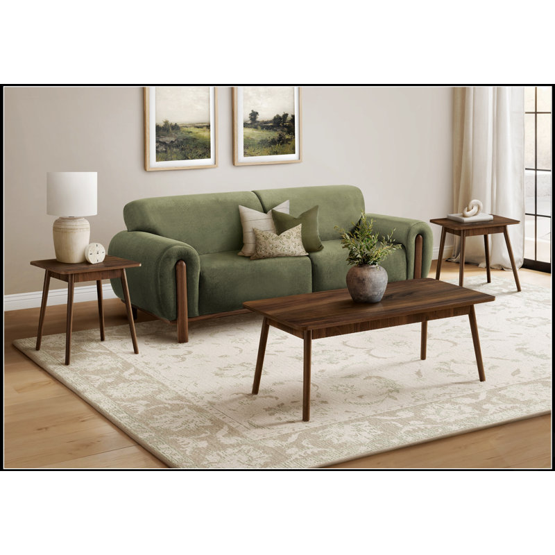 Ensemble de table 3 pièces de style moderne du milieu du siècle comprenant une table basse, une table d'appoint et une table de chevet pour des salons élégants