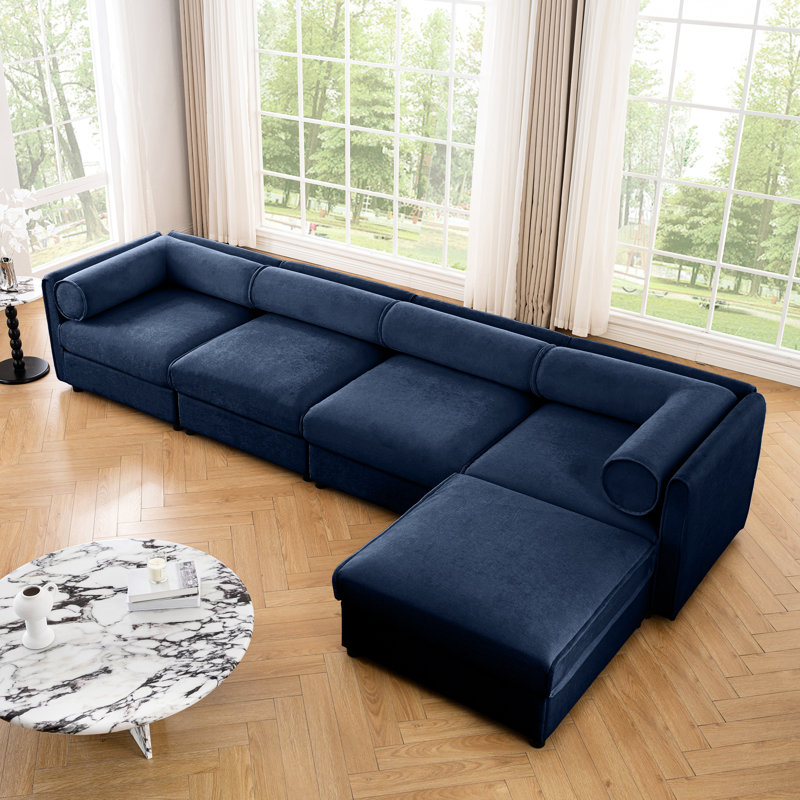 Ann modulaire avec rangement pour 4 personnes: chenille bleue, rangement modulaire confortable en chenille: 4, offre une option de sièges confortables