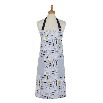 Seashore No Pattern Cotton Bib Apron