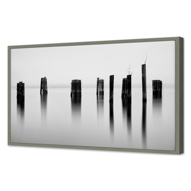 Pilings, Puget Sound Print by Bisig, Steve, 32'' H x 48'' W, Gray Single Picture Framed