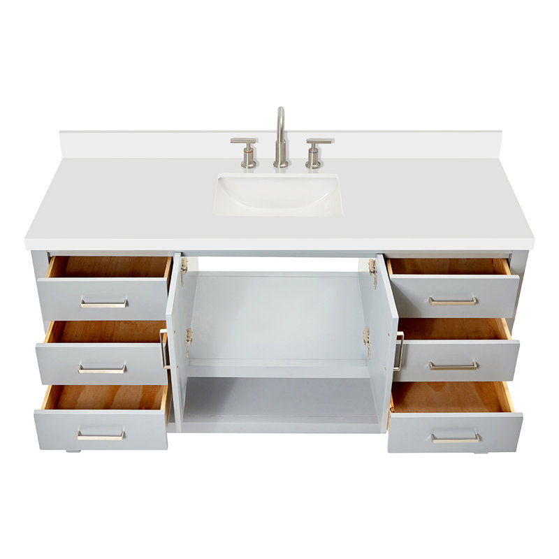 Ensemble de meuble-lavabo simple 61 po Moille, Gris, Rectangular