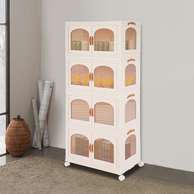 Collapsible Storage Bins With Lids & Wheels(4 Tier)