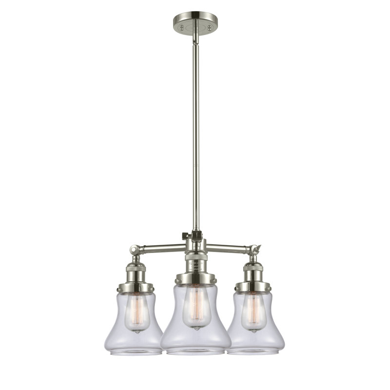 Lustre classique à 3 lumières Edda, Transparent, Chrome poli, Ampoule DEL 6 watts Vinage