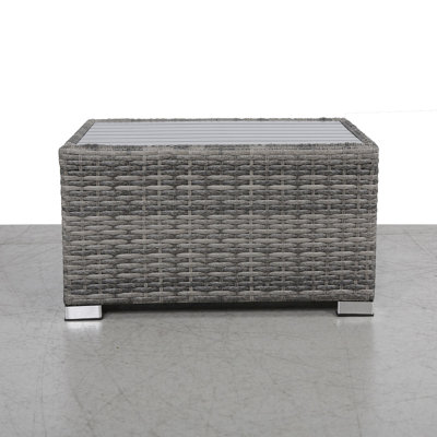 Oversized Mixed Grey Slatted Aluminum Top Side Table - Ideal For Outdoor Writing Functional Flower Display