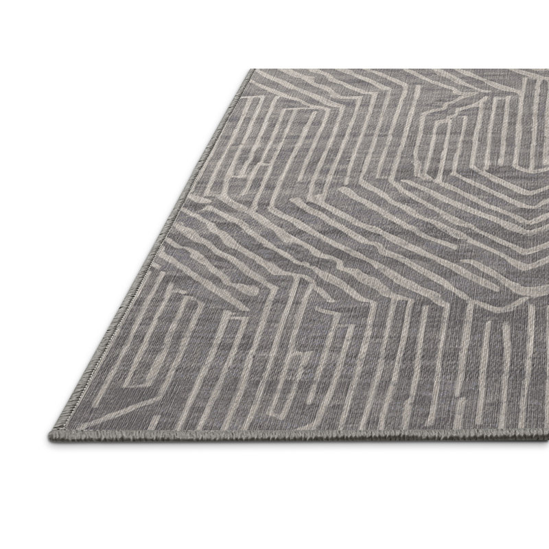 Tapis gris lavable à la machine, Rectangulaire 3 pi x 5 pi