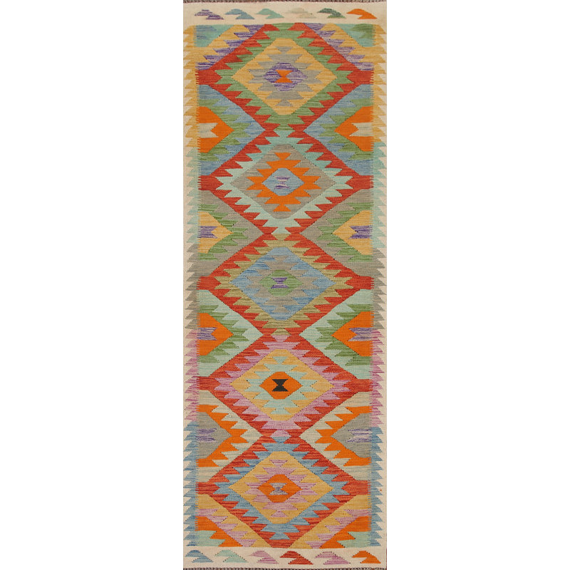 Reversible Wool Kilim Oriental Runner Rug 3x10