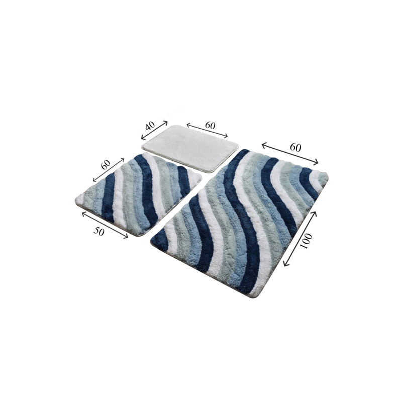 Ensemble de tapis de bain en acrylique de qualité supérieure (3 pièces), antibactérien antidérapant, 15,8 x 23,6 pouces, 19,7 x 23,6 pouces, 23,6 x 39,4 pouces | 100% acrylique, 1,4 lb / pied carré | Lavable à la machine, doux et durable pour la sécurité de la salle de bain
