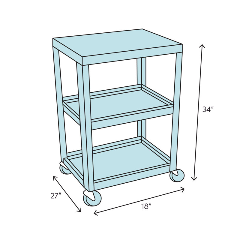 Utility Cart with Wheels, 34" H x  18" W x 27" D