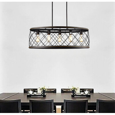 5-Light Large Cage Iron Art Candle-Design Chandelier