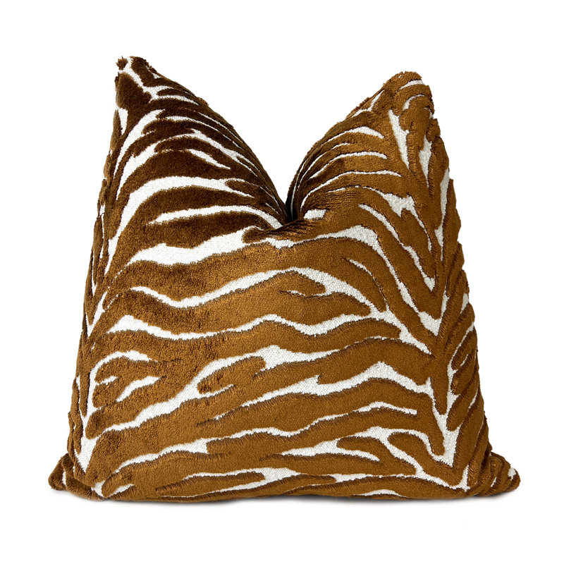 Housse de coussin en velours zébré, Ivoire ivoire, H 22 po x l 22 po
