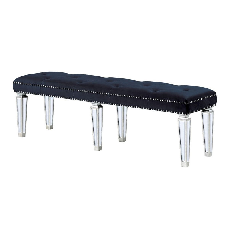 Hallmark Upholstered Bench with Tapered Leg, Black