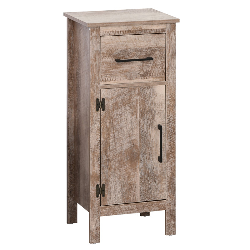 Kleankin Bathroom Floor Cabinet Storage Cupboard With Drawer And Adjustable Shelf