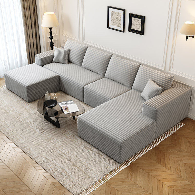 Simonsen Boneless 135.4"Cloud Modular Sectional Couch with 1 Ottoman,Modern Minimalist Upholstered Couches, Comfort U Shaped Sofa for Living Room,Deep Seat Corner Couch,No Assembly Required