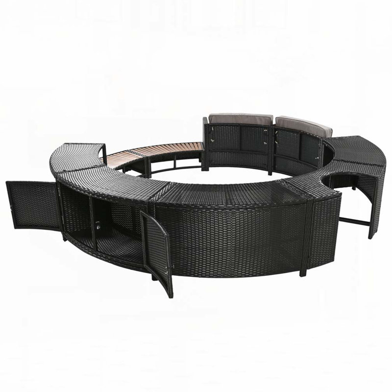 Ensemble de canapé en rotin avec espaces de rangement Frame, Gris