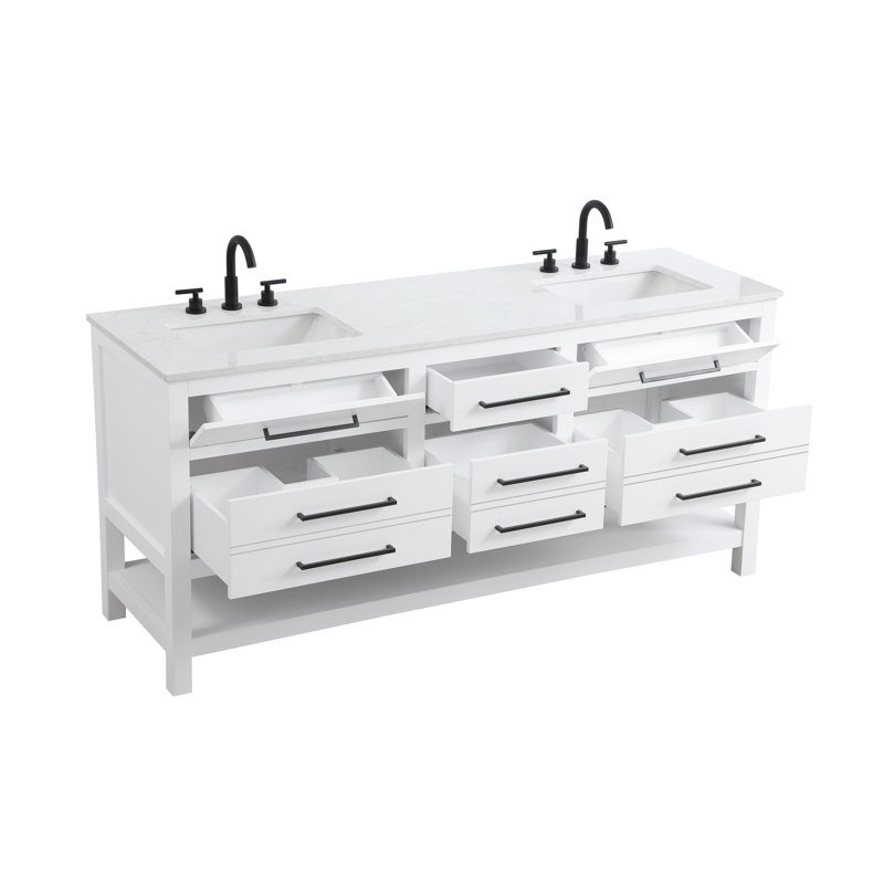 72 inch Double Bathroom Vanity_Modern_VF60572, White