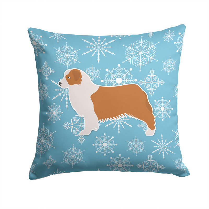 Coussin intérieur/extérieur en flocons d’hiver, H 14 po x l 14 po x P 3 po