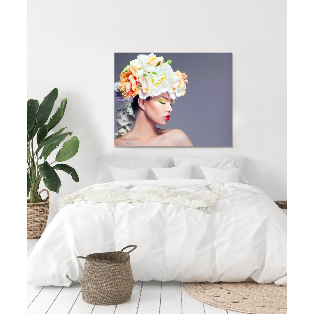 Wandbild Frau mit Blumenhut