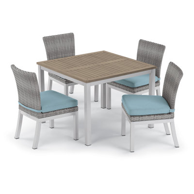 Travira And Argento Square 4 - Person 39" Powder Coated Aluminum Outdoor Dining Set with Cushions