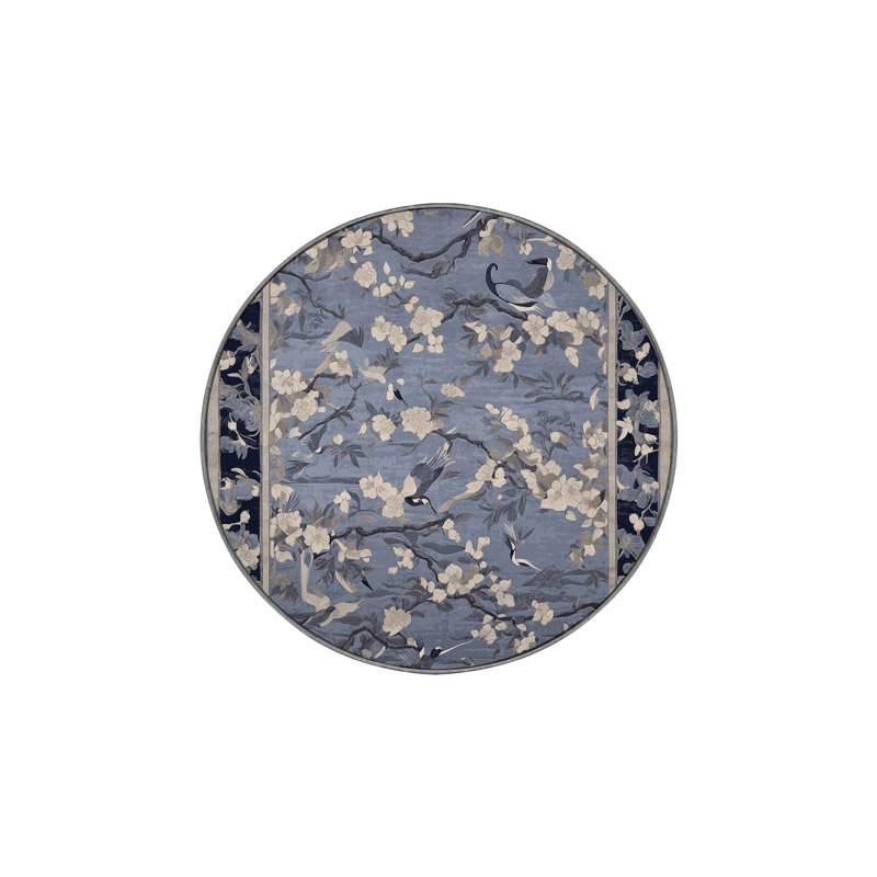 Machine Washable Gray Area Rug, Round 3'