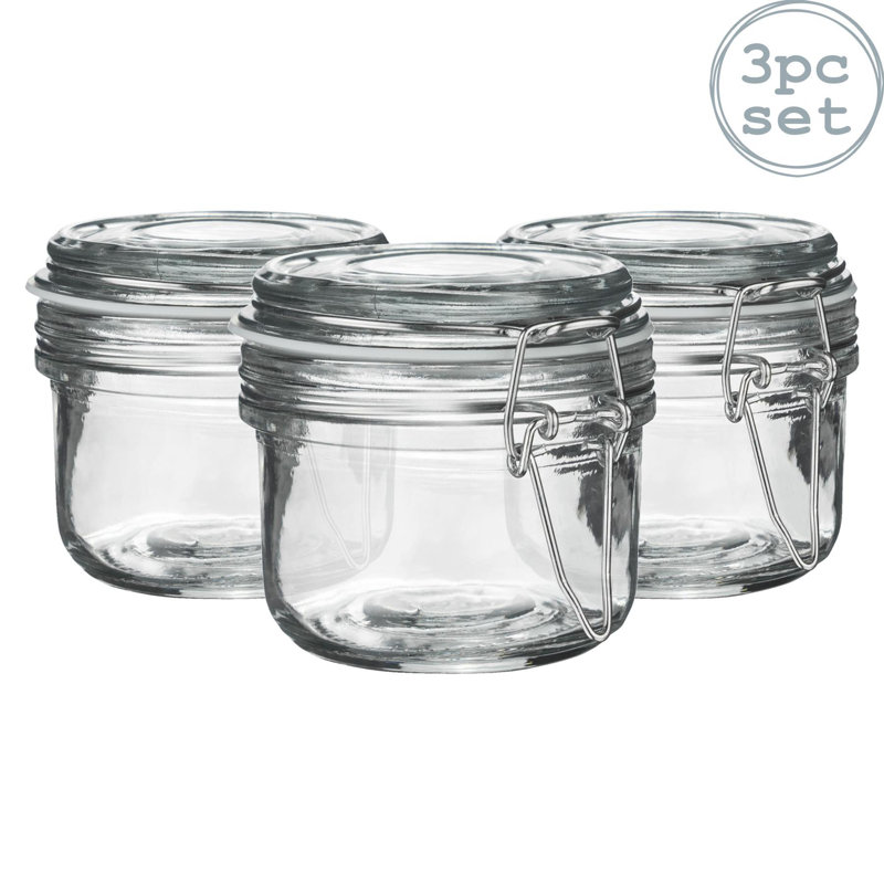 Argon Tableware - Glass Storage Jars, 7cm H x 7.5cm W x 7.5cm D, White/Clear