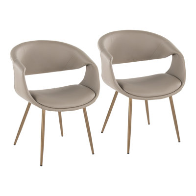 Remi Upholstered Chair With Tapered Metal Legs - Set Of 2