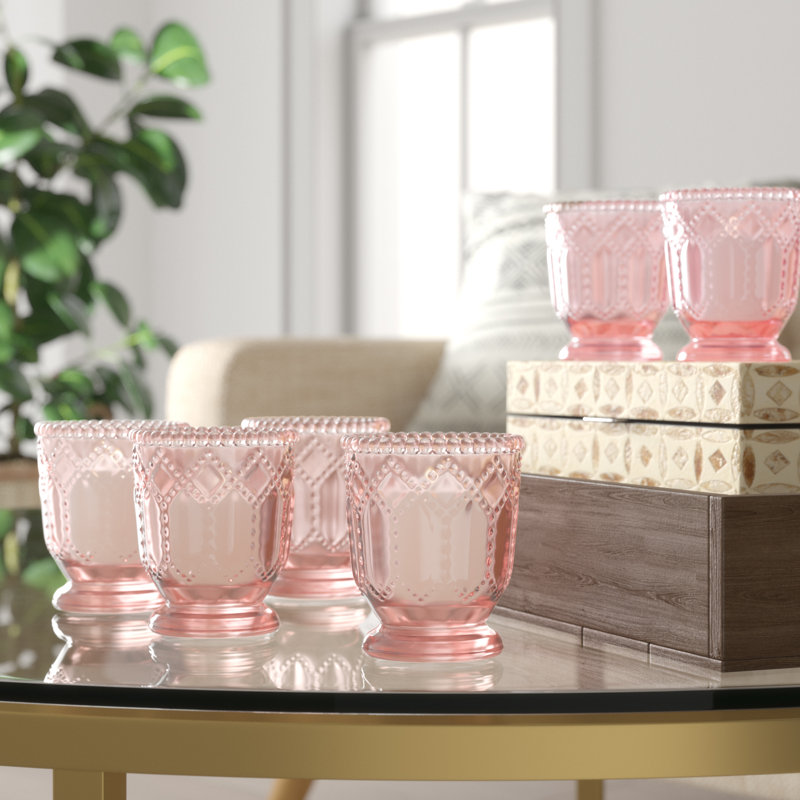 3'' H Glass Tabletop Votive Holder, Blush Pink