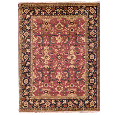 Tapis rouge et noir noué à la main de haute qualité