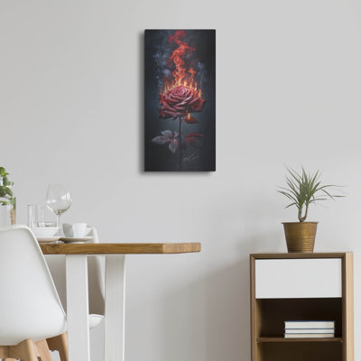 «Red Rose On Fire 3» par Rey Klimt, art mural en métal