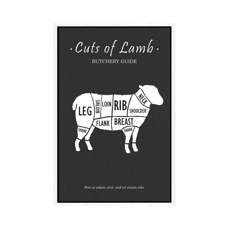 Butchery Lamb by Mark Rogan - Print on Canvas, 66.04cm H x 45.72cm W x 3.81cm D, White Framed