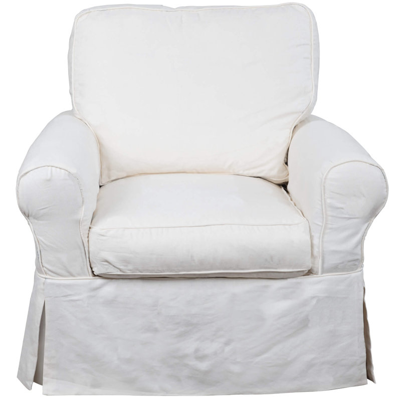 Fauteuil pivotant recouvert de coton 36 po Mahan, Blanc chaud