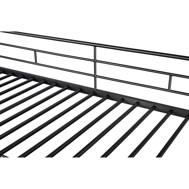 Lit mezzanine simple de style contemporain fabriqué en métal noir, attaché, espace au sol dans la chambre à coucher de style métallique, inclus, espace ouvert pour la configuration du bureau d'étude