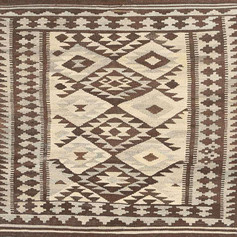 Tapis contemporain beige / brun, Carré 5 pi