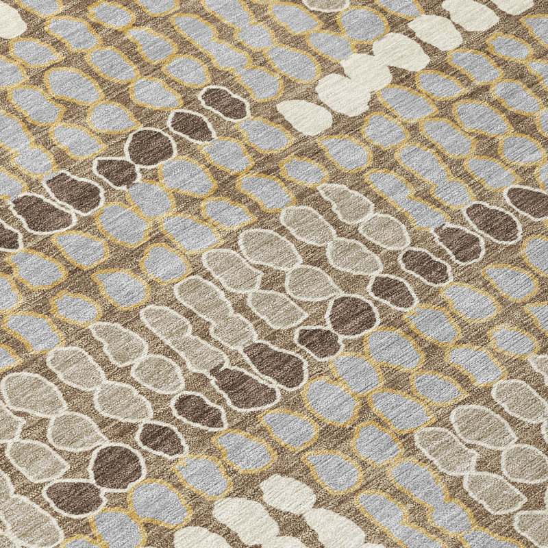 Machine Washable Indoor/Outdoor Chantille ACN2763 Geometric Rug, Mocha, 2'3" x 7'6" Runner
