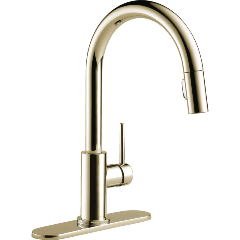 Robinet de cuisine à poignée simple rétractable, Nickel poli