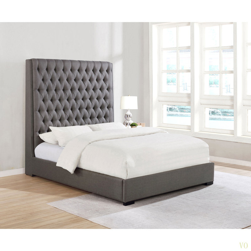Tufted Upholstered Eastern King Panel Bed, King