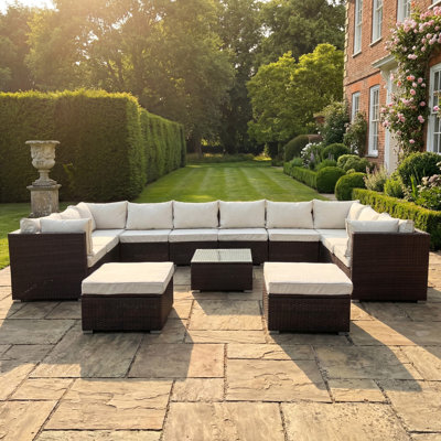 Taraf 392cm Wide U-Shaped Wicker Patio Sectional Set