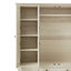 Armoire Clashyee en bois massif de 200 cm de hauteur, avec 3 tiroirs et fermeture amortie, luxueuse armoire à 4 portes pour chambre à coucher, finition blanchie.-131634722