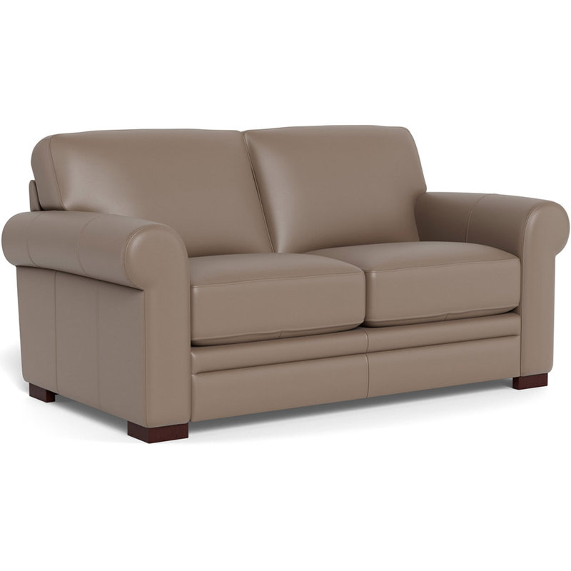 Brookfield 70'' Genuine Leather Rolled Arm Loveseat, Taupe