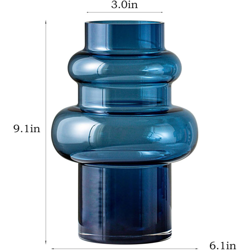Transparent Blue Bubble Glass Vase