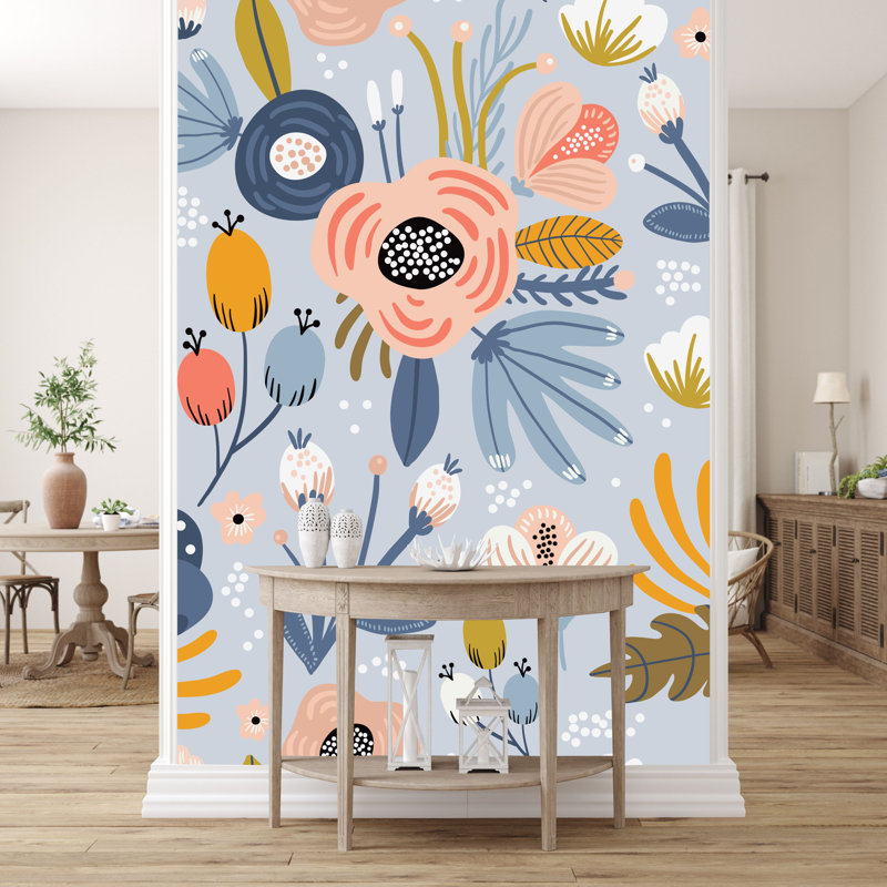 Parmelia Floral Wall Mural, 10.41" L x 125" W, Vinyl